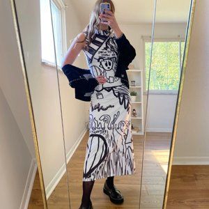 Doodles Printed Textile Mock Neck Dress - SMALL/MEDIUM